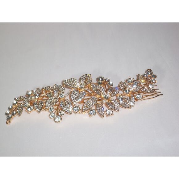 Gold Rhinestone Bridal Hair Comb Prom Wedding Quenceanera Birthday Party comb - Picture 1 of 7